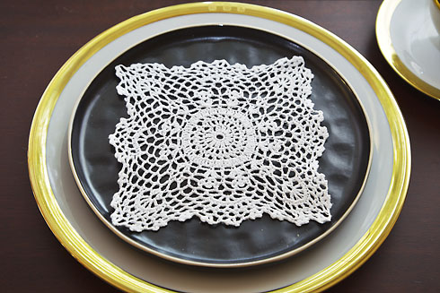 White Square Crochet Lace Doilies. 6"x6" Square Crochet